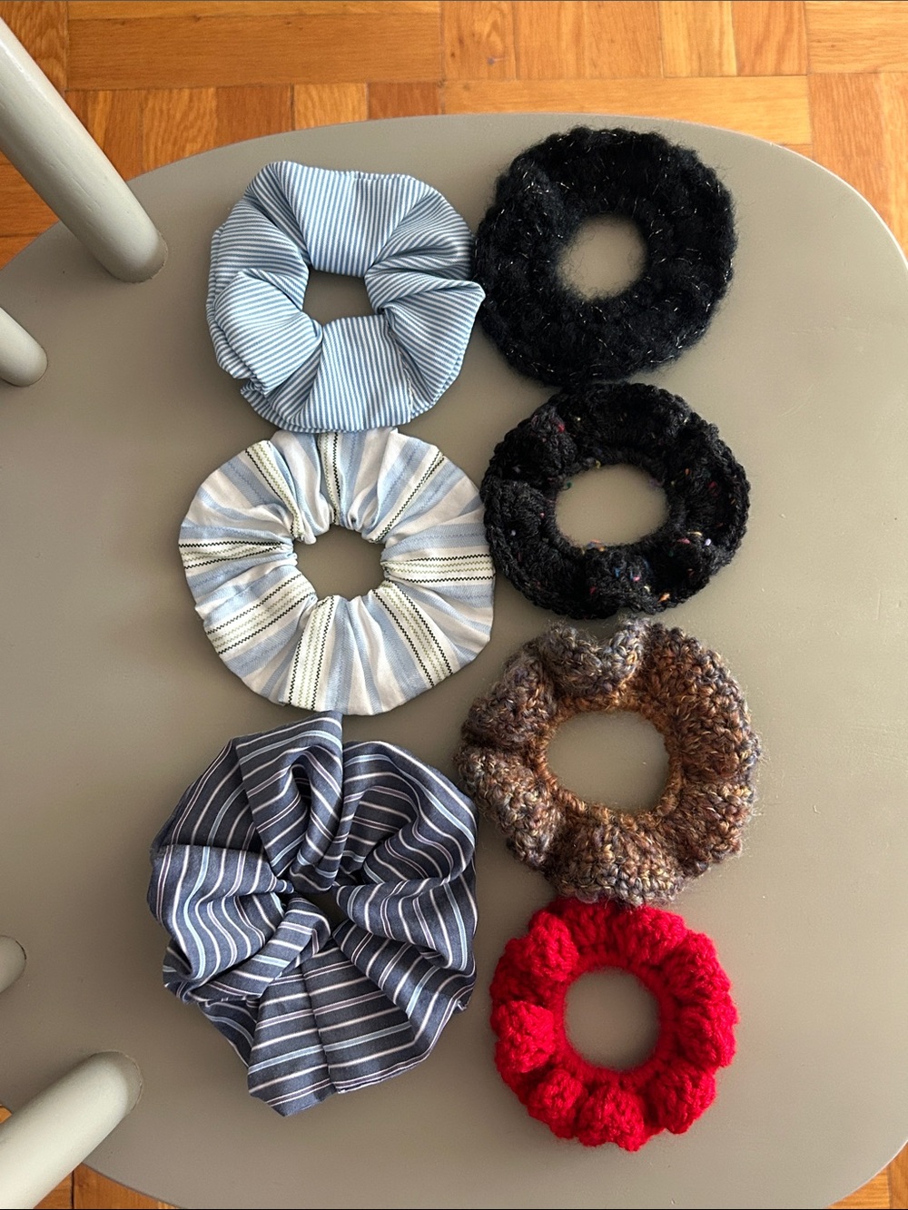 Special Assortment of Mixed Fabric & Knit Scrunchie Set of 7